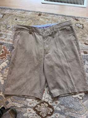 Tommy Bahama Men's Size 35 Havana Herringbone Silk-Blend 10" Inseam Shorts Brown